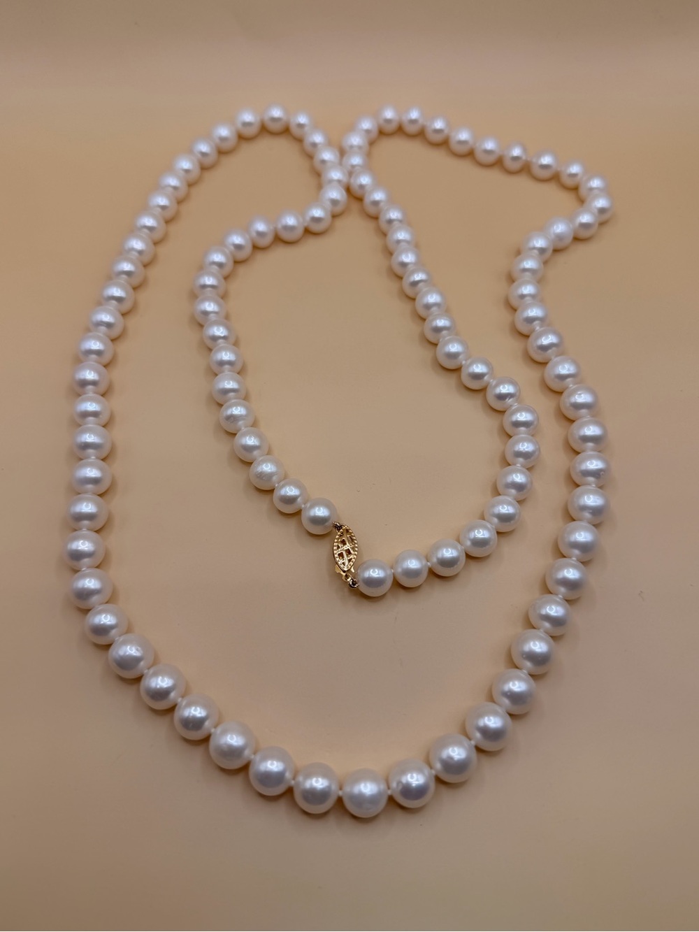 14k Yellow Gold Clasp Culture Pearl Collar 36 Inches